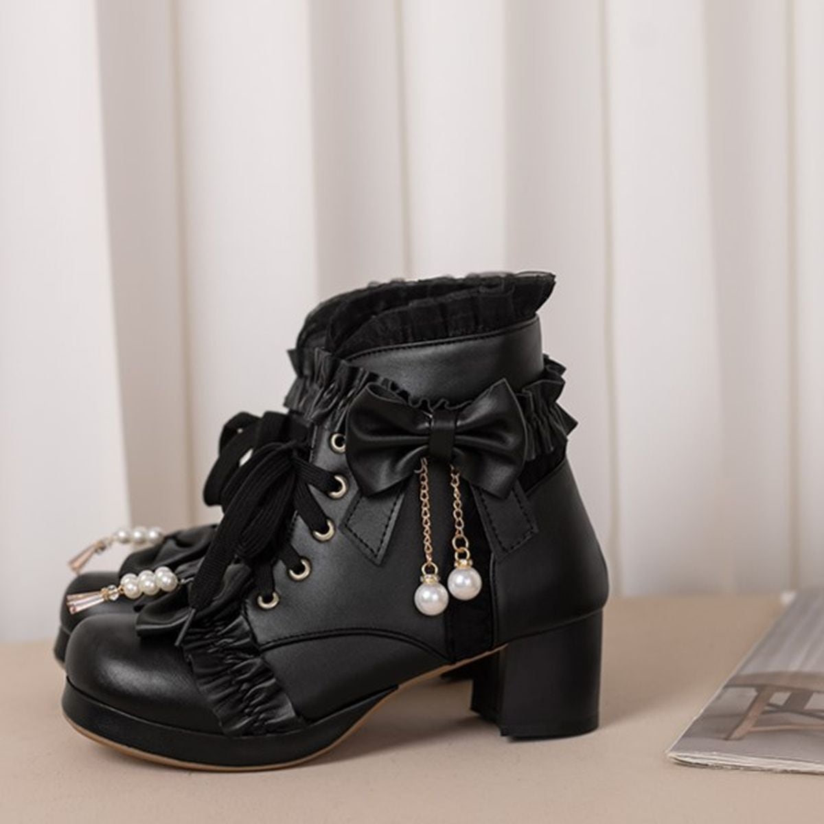 owknot Pearl Accent Ankle Boots