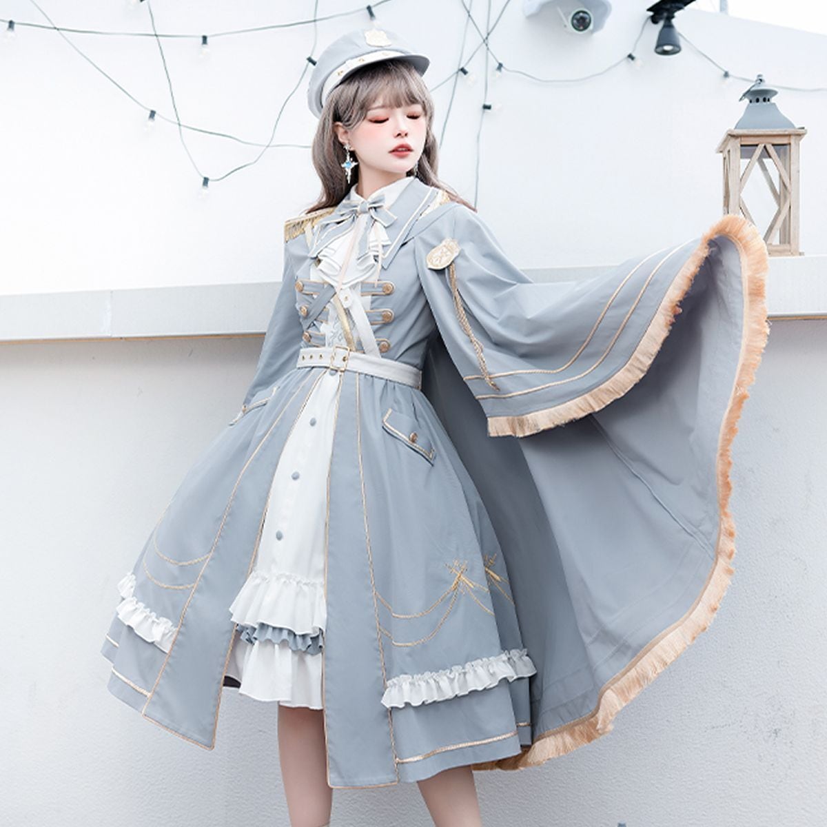 Sky Blue Military Lolita Dress Set