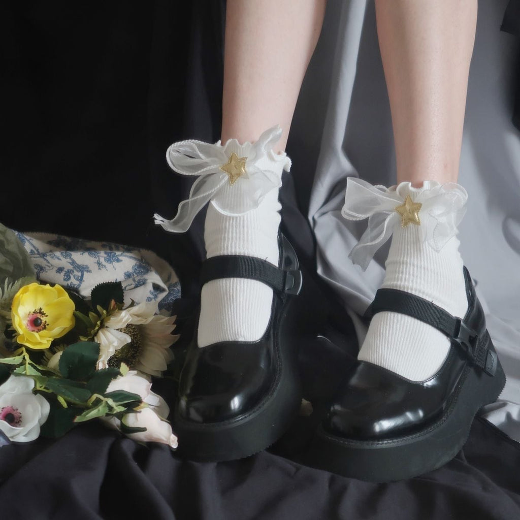 Frilled Star Pattern Ankle Socks