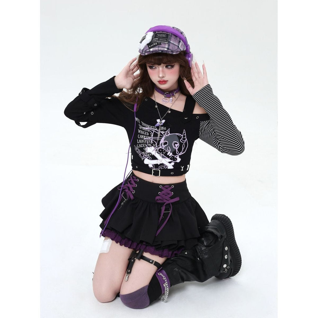 Jirai-kei Lace-Up Mini Skirt