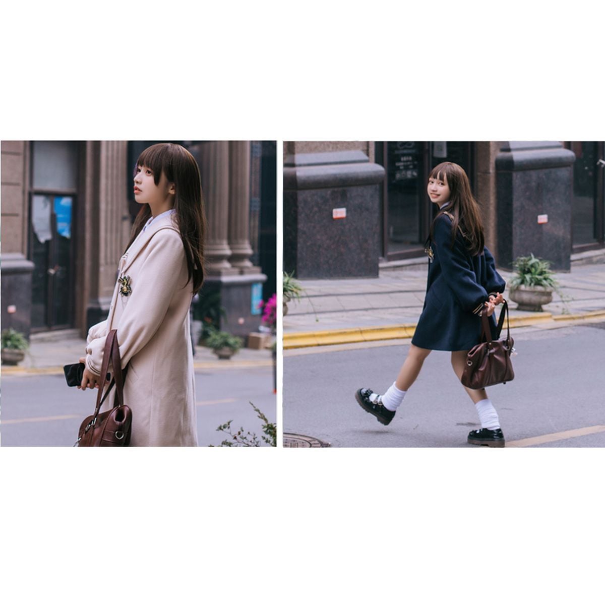 Sailor Collar Double-Breasted Coat