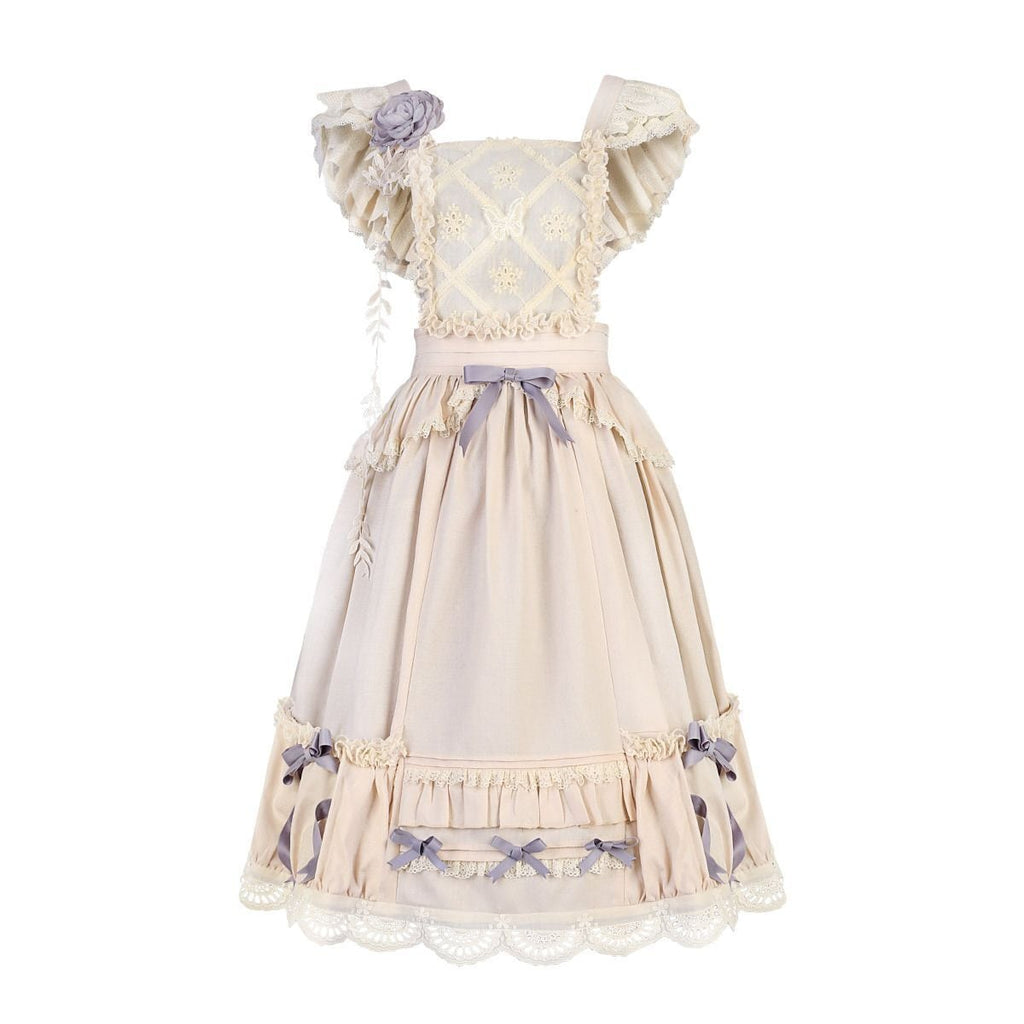 Lavender Retro-Style Apron Dress