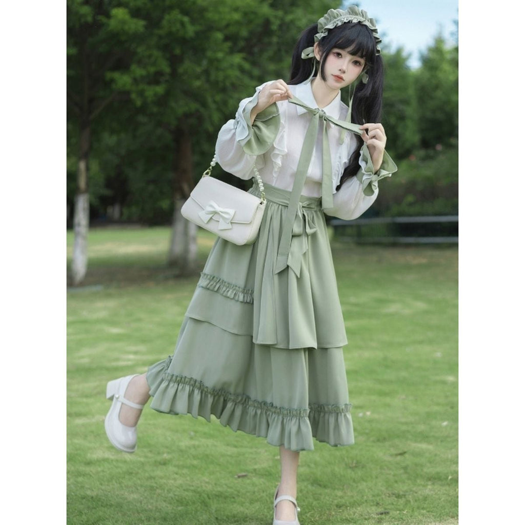 Sophisticated Green Long Skirt Outfit