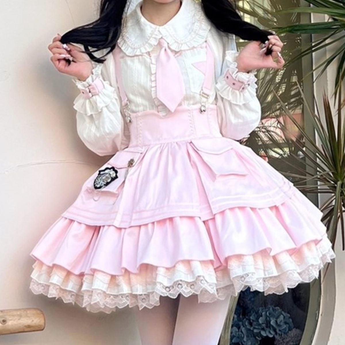 Cute Ruffle Jumper Skirt Outfit