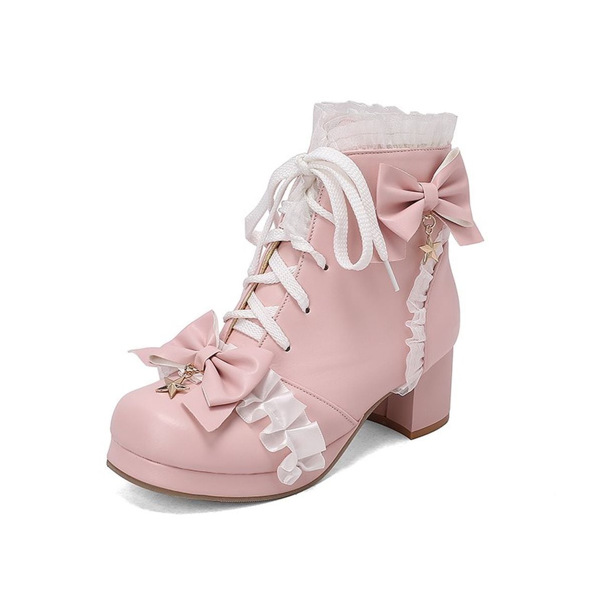 Star Strap Ruffle Ribbon Boots