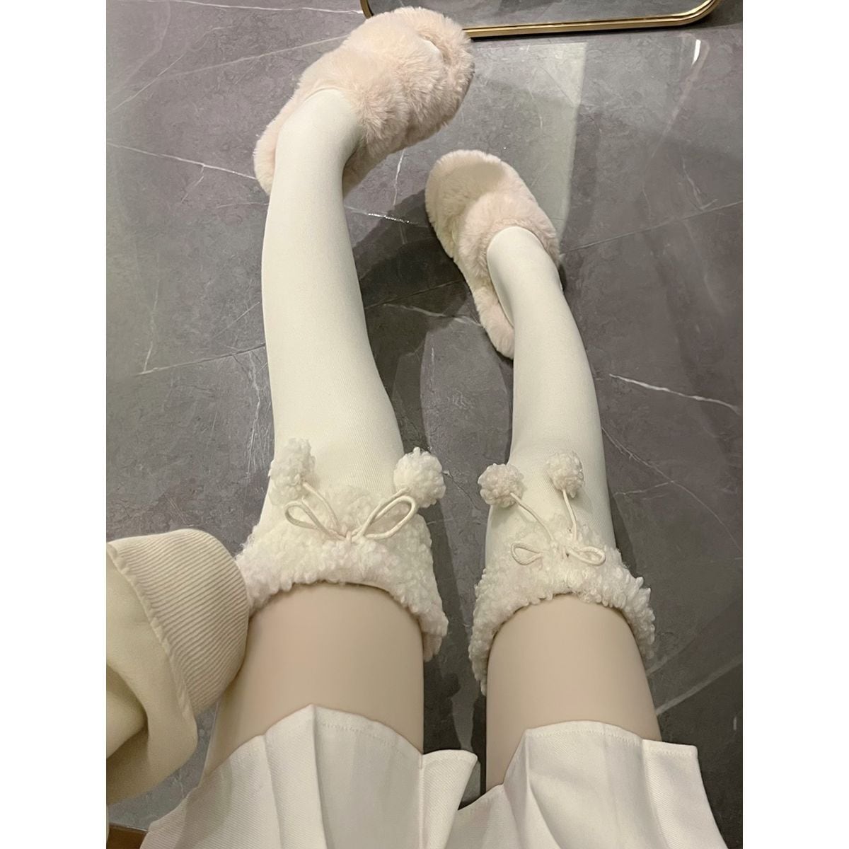 Fluffy Boa Over-the-Knee Socks