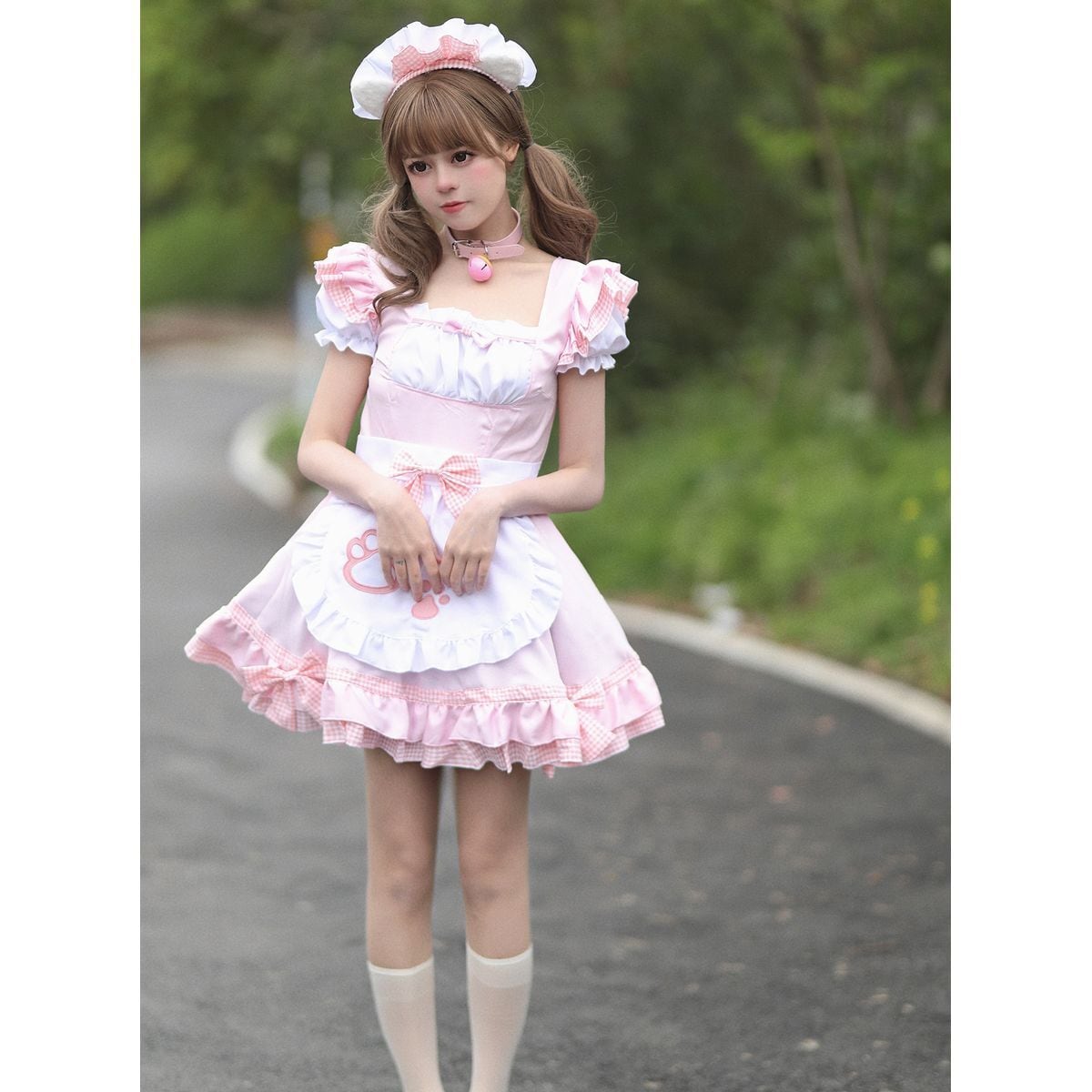 Cat Maid Set with Choker and Pannier