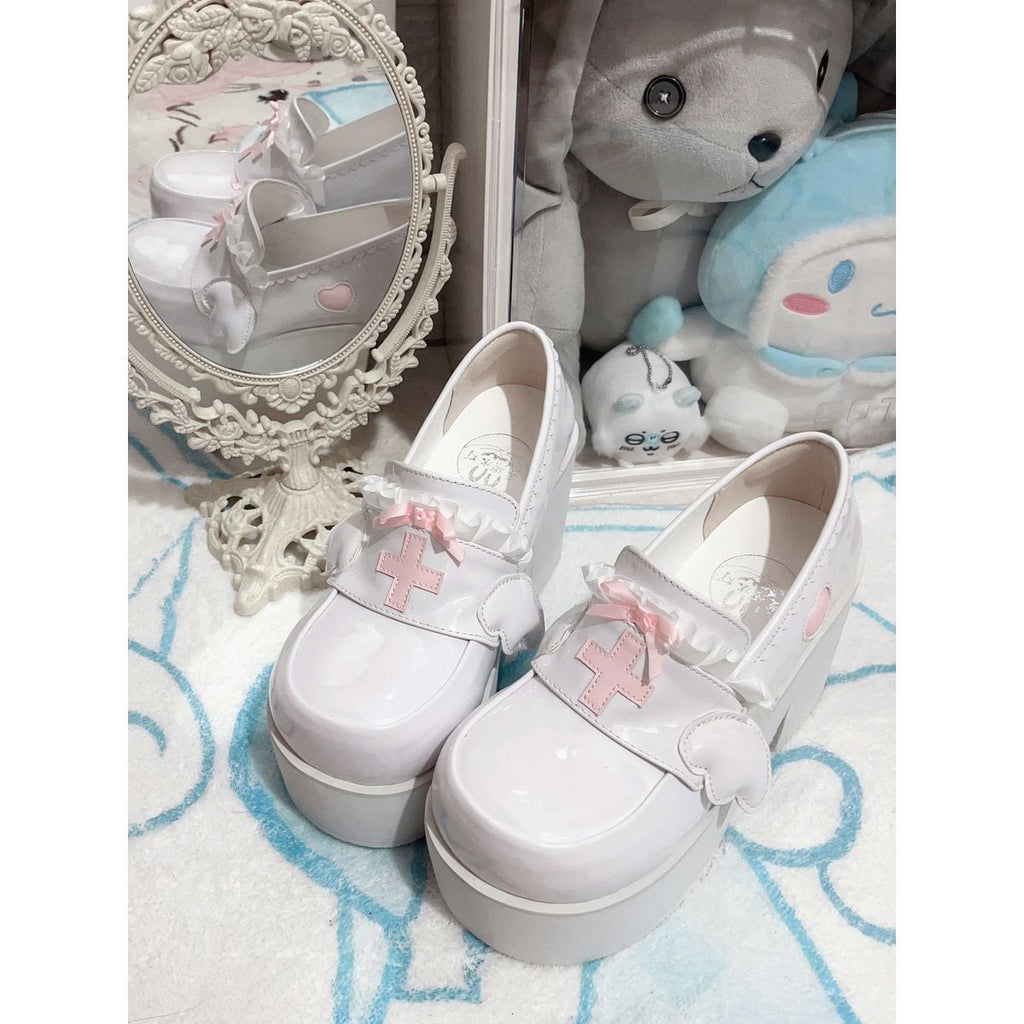 Heavenly Bow-Cross High-Sole Shoes