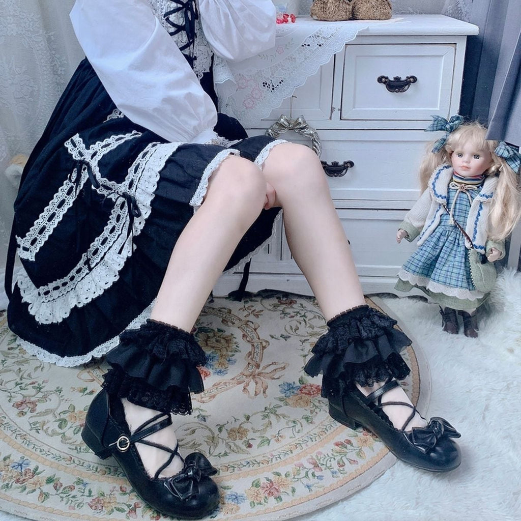 Elegant Black Frill Socks