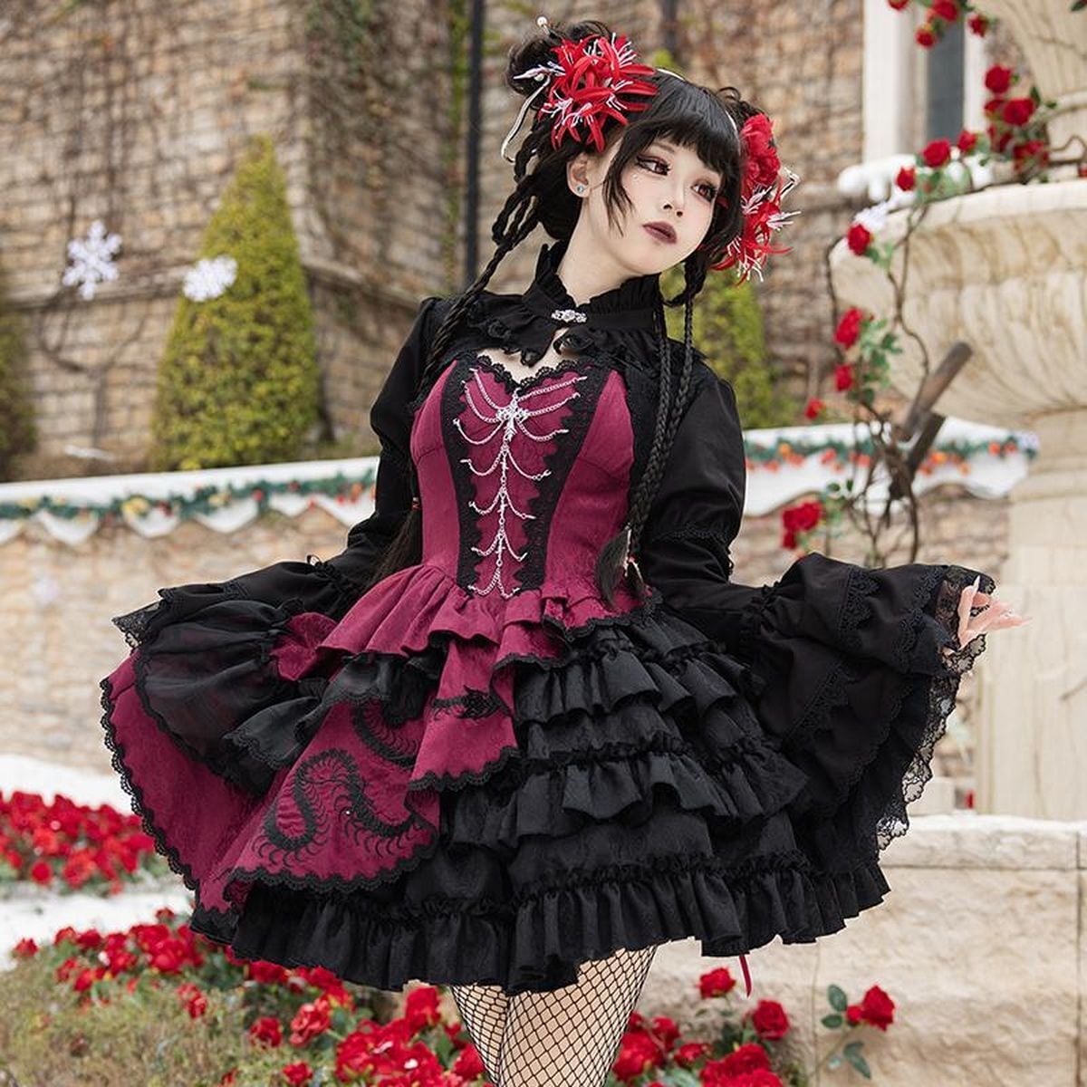 Gothic x China Asymmetrical Jumper Skirt