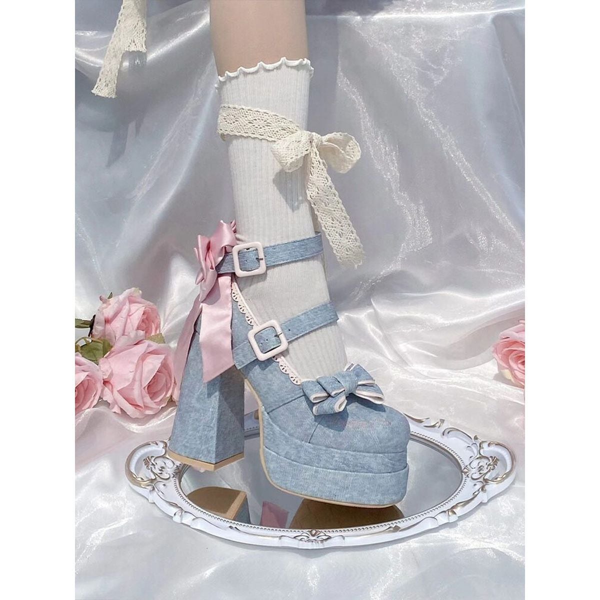 High Heel Shoes with Side Ribbons