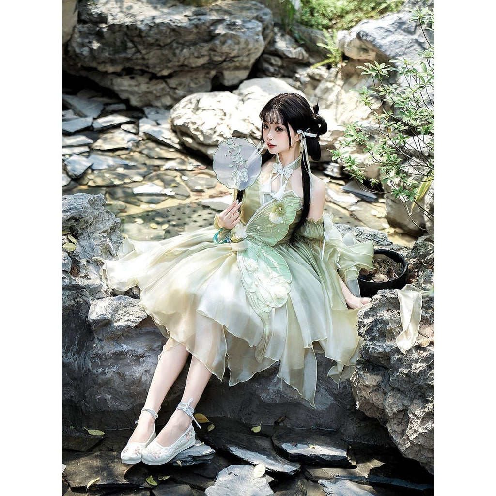 Butterfly Embroidered Chinese Dress Set