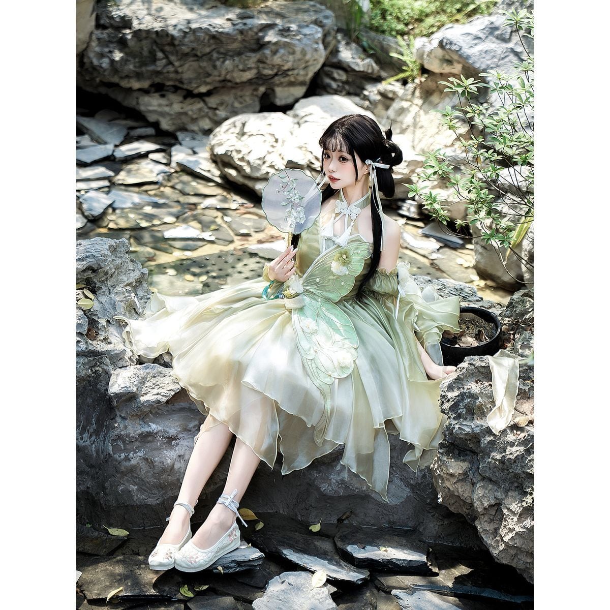 Butterfly Embroidered Chinese Dress Set