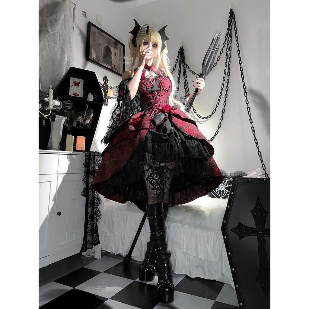 Mystical Gothic Rose Dress Set