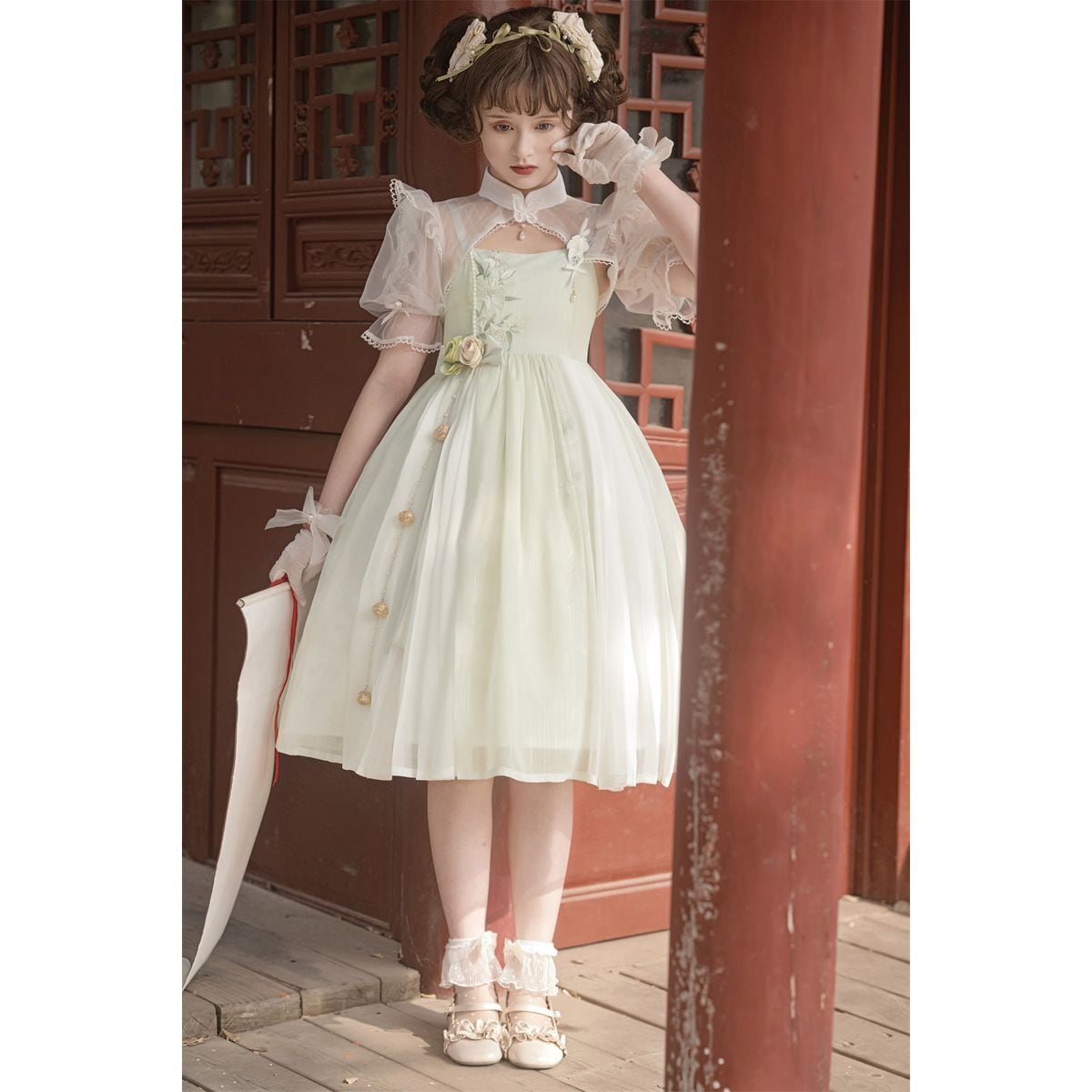 Charming Floral Lace Dress Ensemble