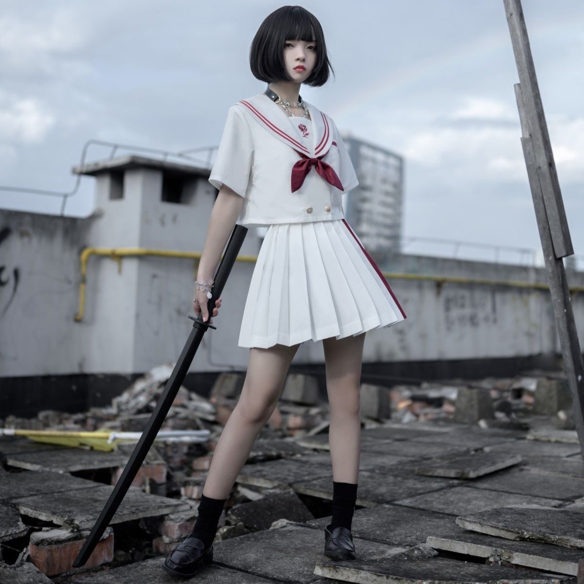 Red and White Sailor Uniform