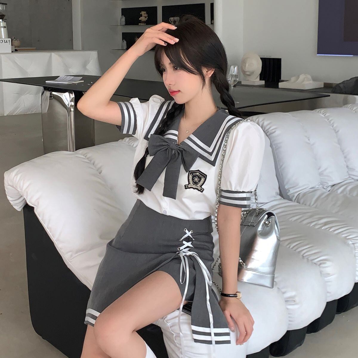 Sailor Collar Short Sleeve Set up