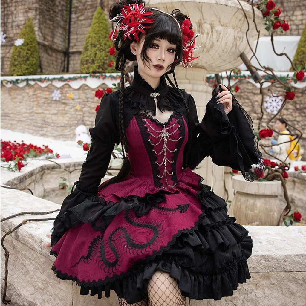 Gothic x China Asymmetrical Jumper Skirt