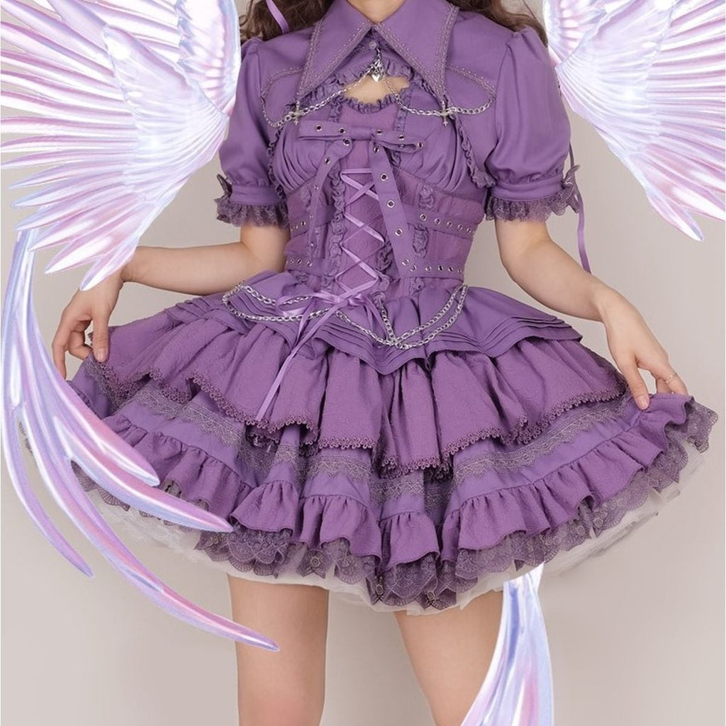 Gothic Lace-Up Jumper Skirt Set