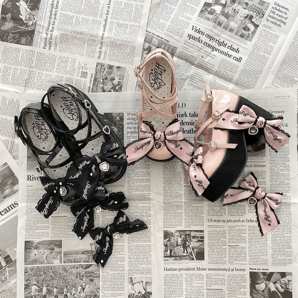 Jirai Kei Ribbon Platform Shoes