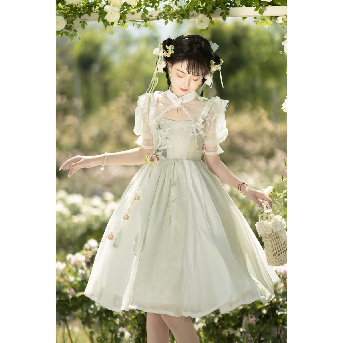 Charming Floral Lace Dress Ensemble