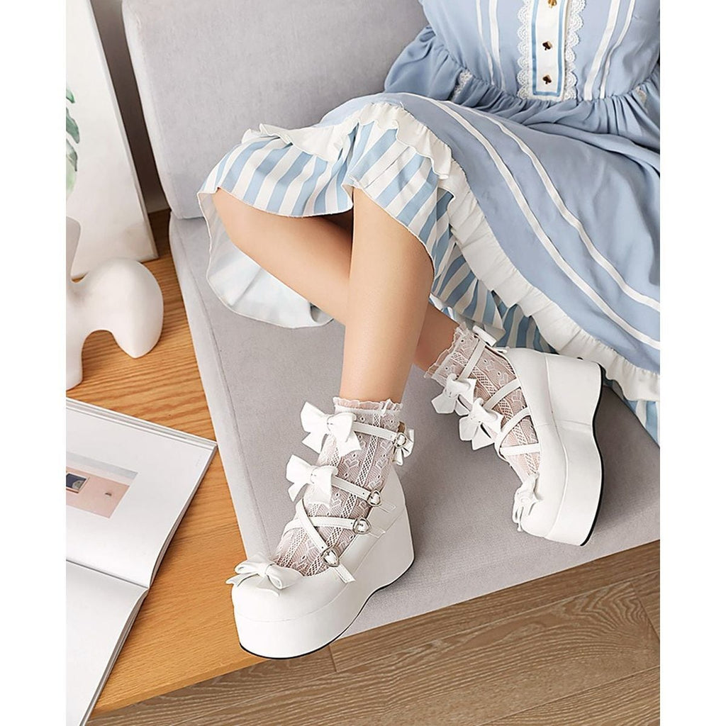 Platform Ribbon Heart Strap Shoes