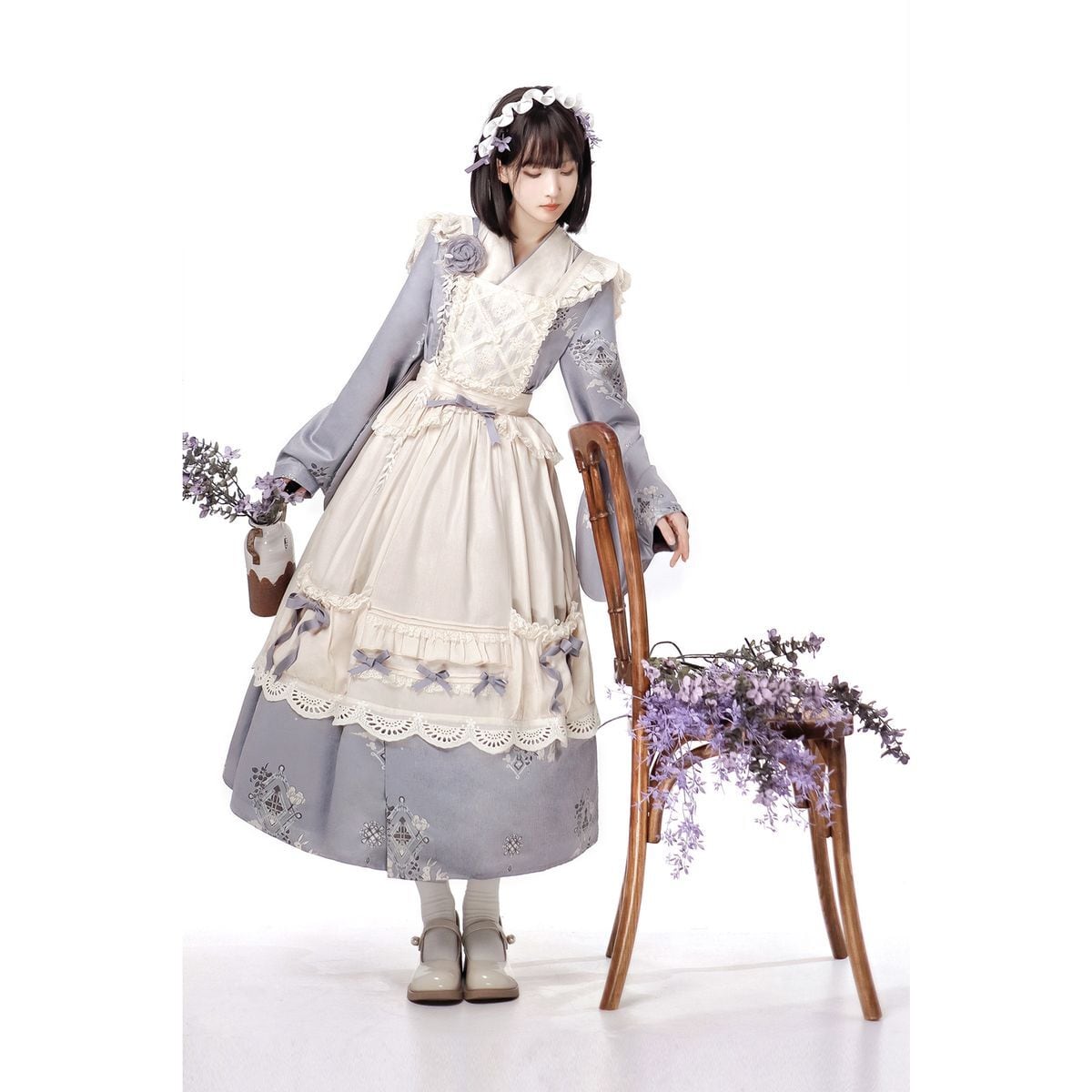 Lavender Retro-Style Apron Dress