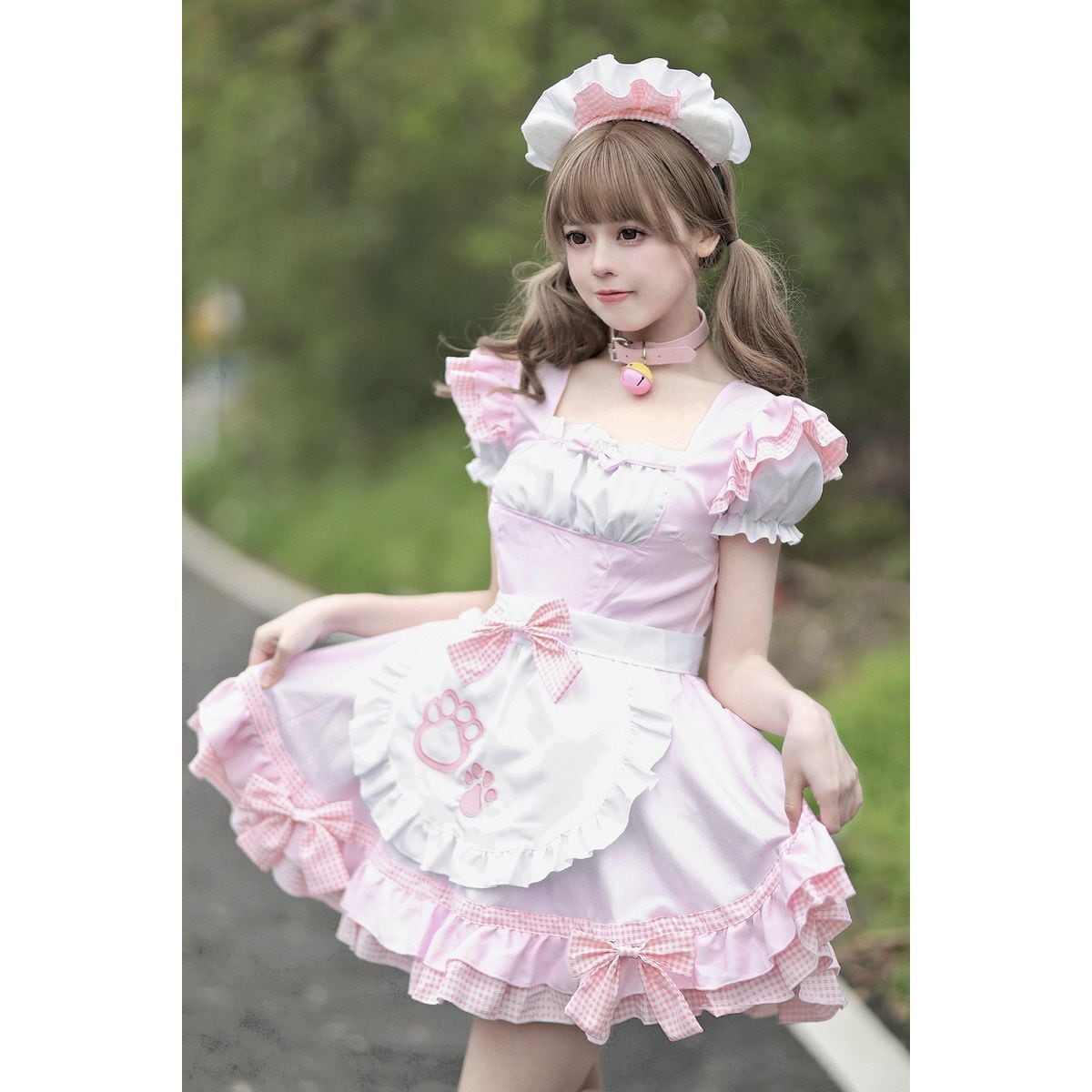 Cat Maid Set with Choker and Pannier
