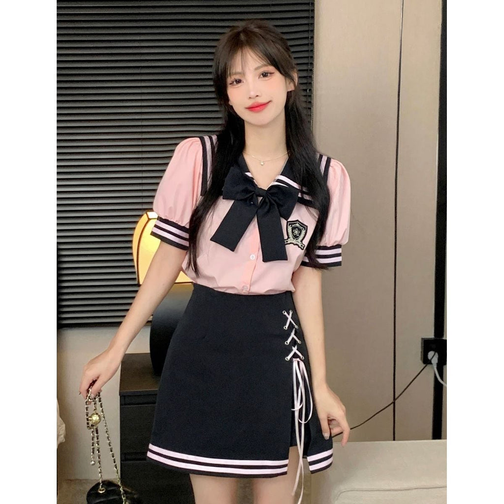 Sailor Collar Short Sleeve Set up