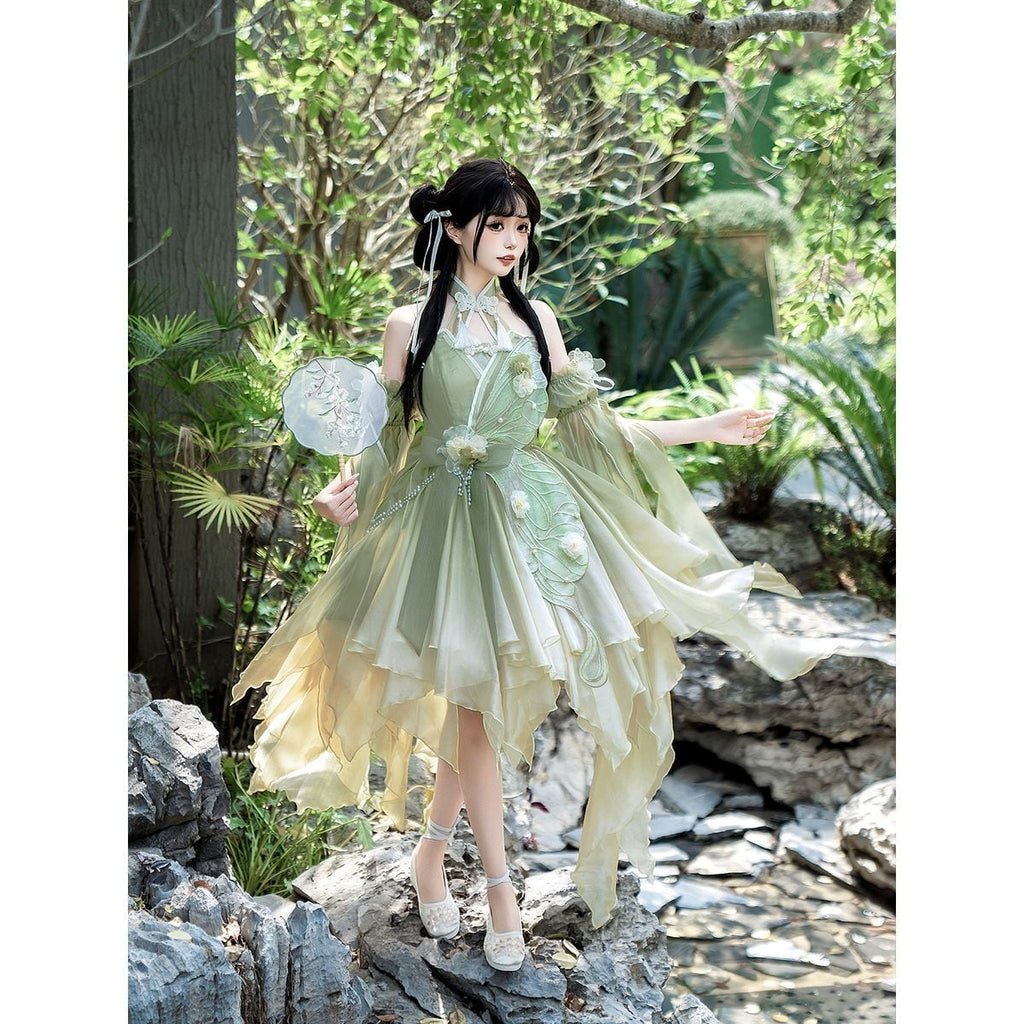 Butterfly Embroidered Chinese Dress Set