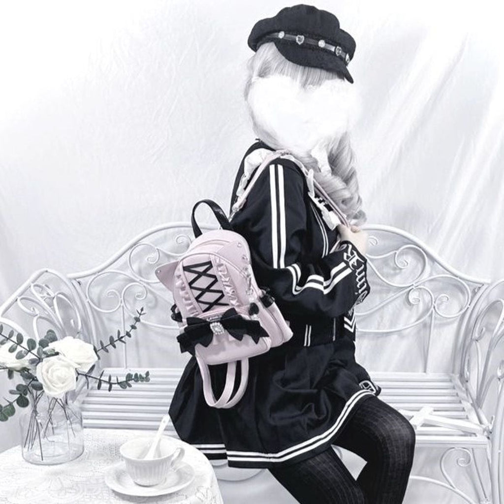 Kawaii Cat Ear Lace-Up Bag