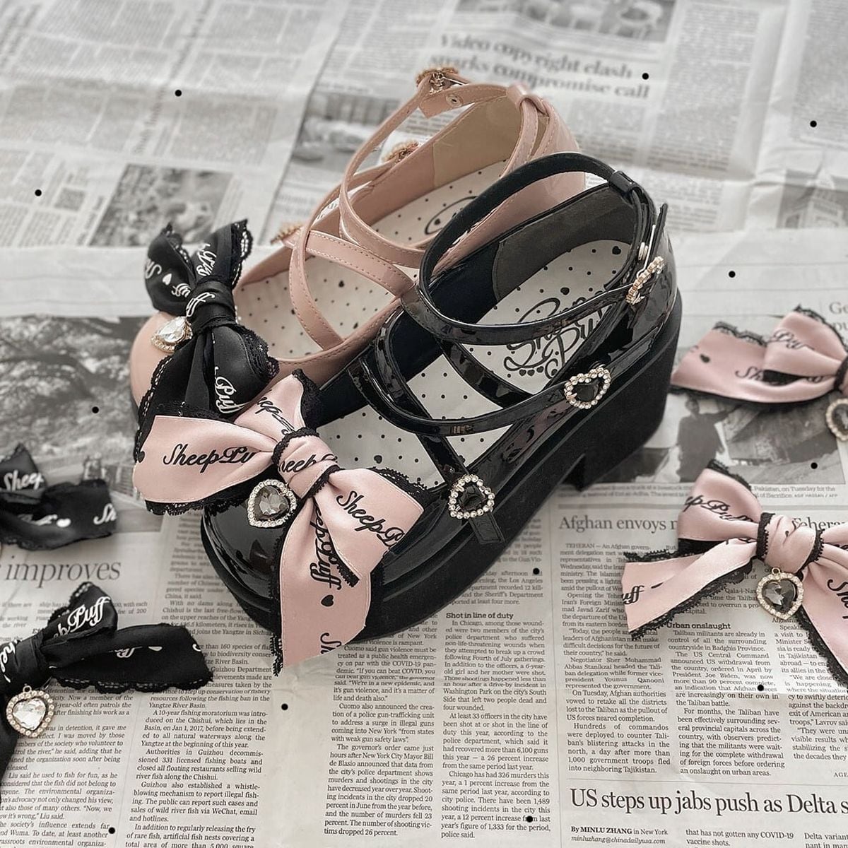 Jirai Kei Ribbon Platform Shoes