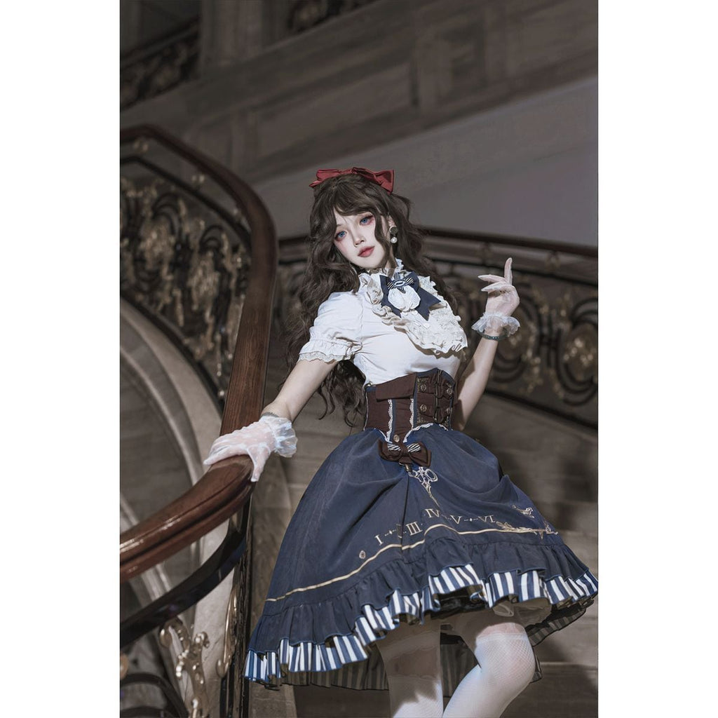 Steampunk Frilled Lace-Up Short Dress