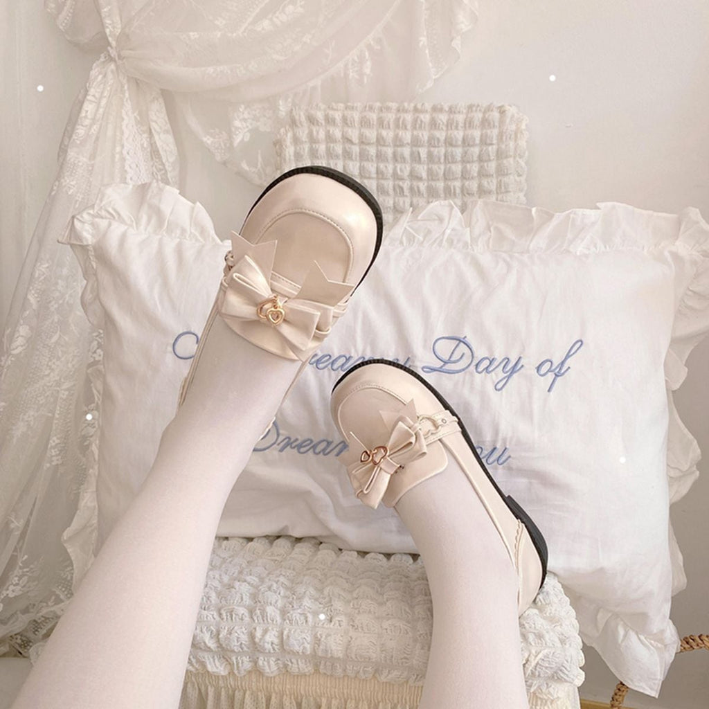 Flat Heart-Bow Dolly Shoes