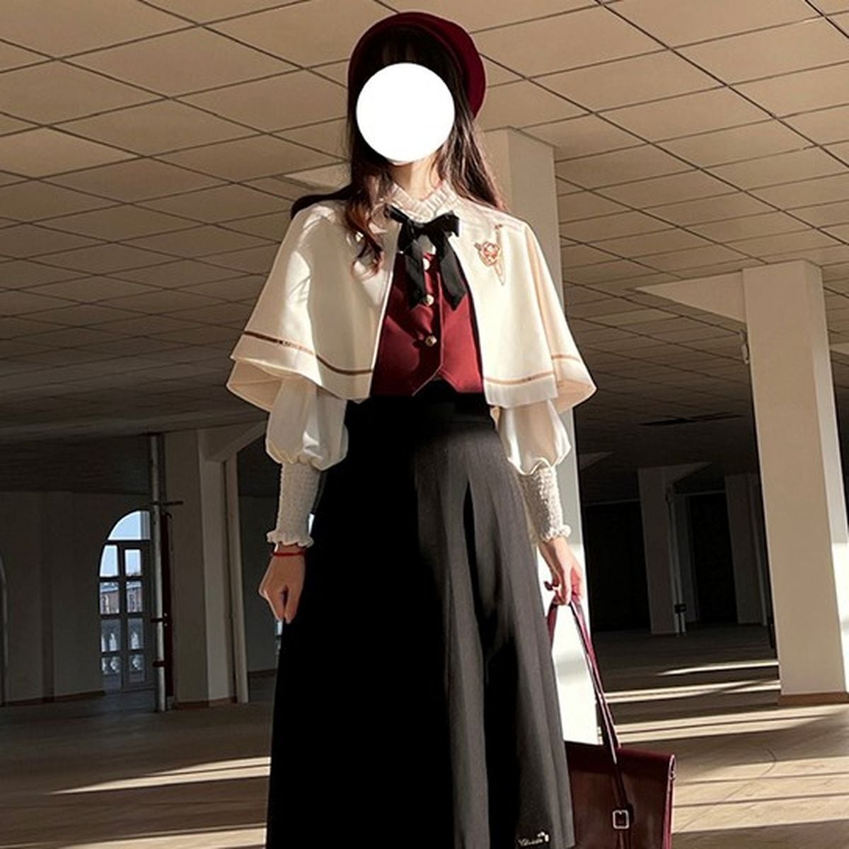 Elegant Long Skirt and Cape Ensemble