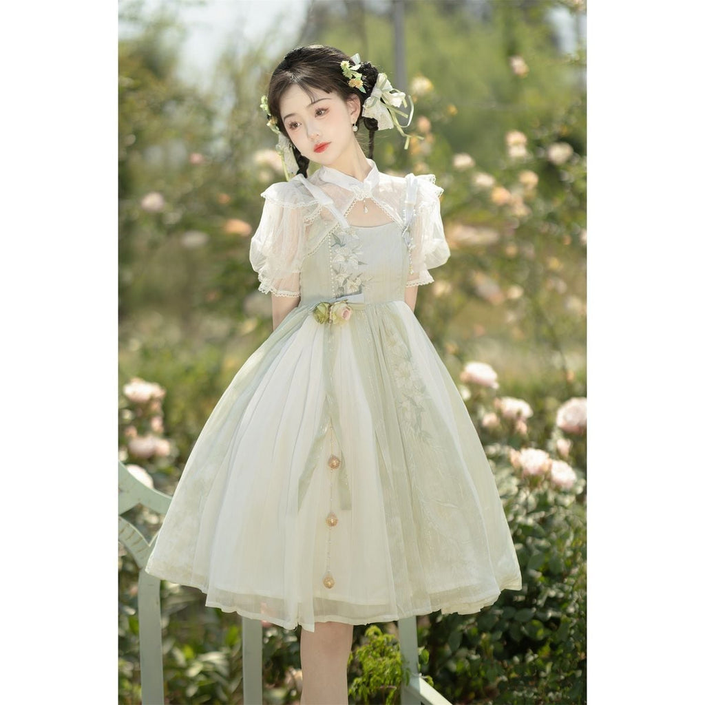 Charming Floral Lace Dress Ensemble