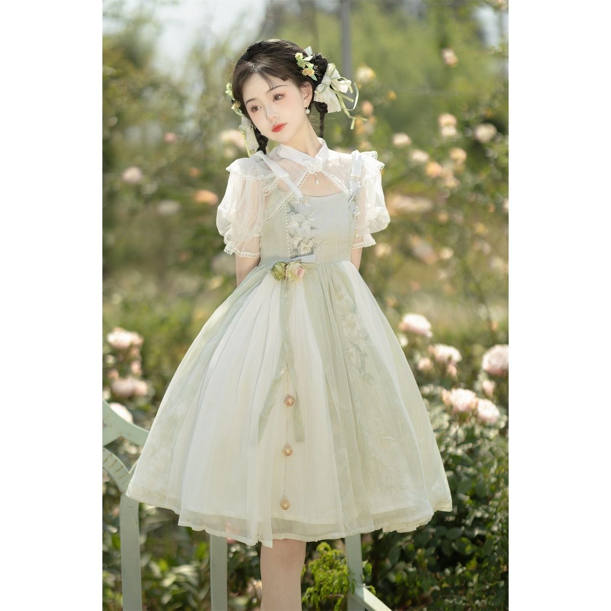 Charming Floral Lace Dress Ensemble