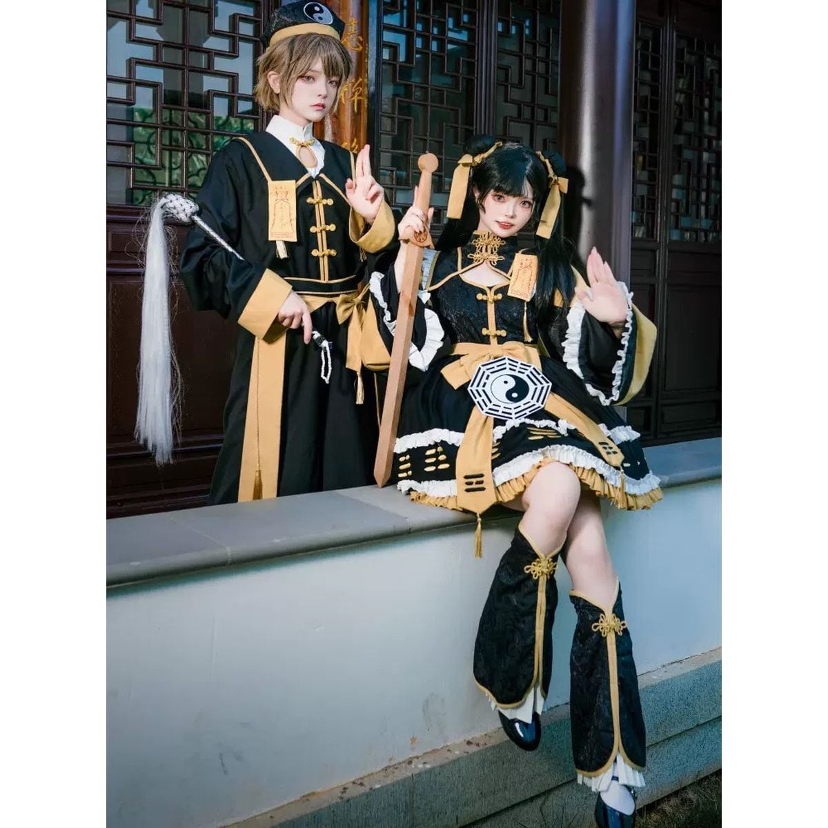 Chinese-Inspired Lolita Dress Ensemble