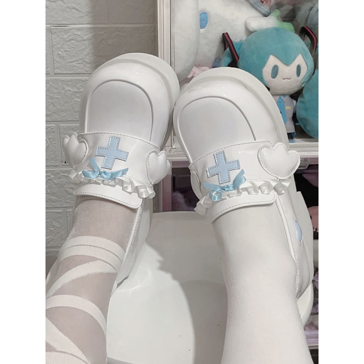 Heavenly Bow-Cross High-Sole Shoes