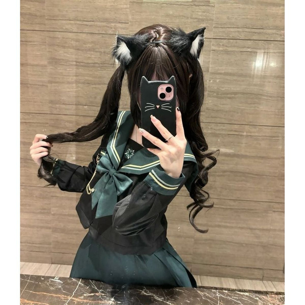 Green x Black School Uniform Ensemble