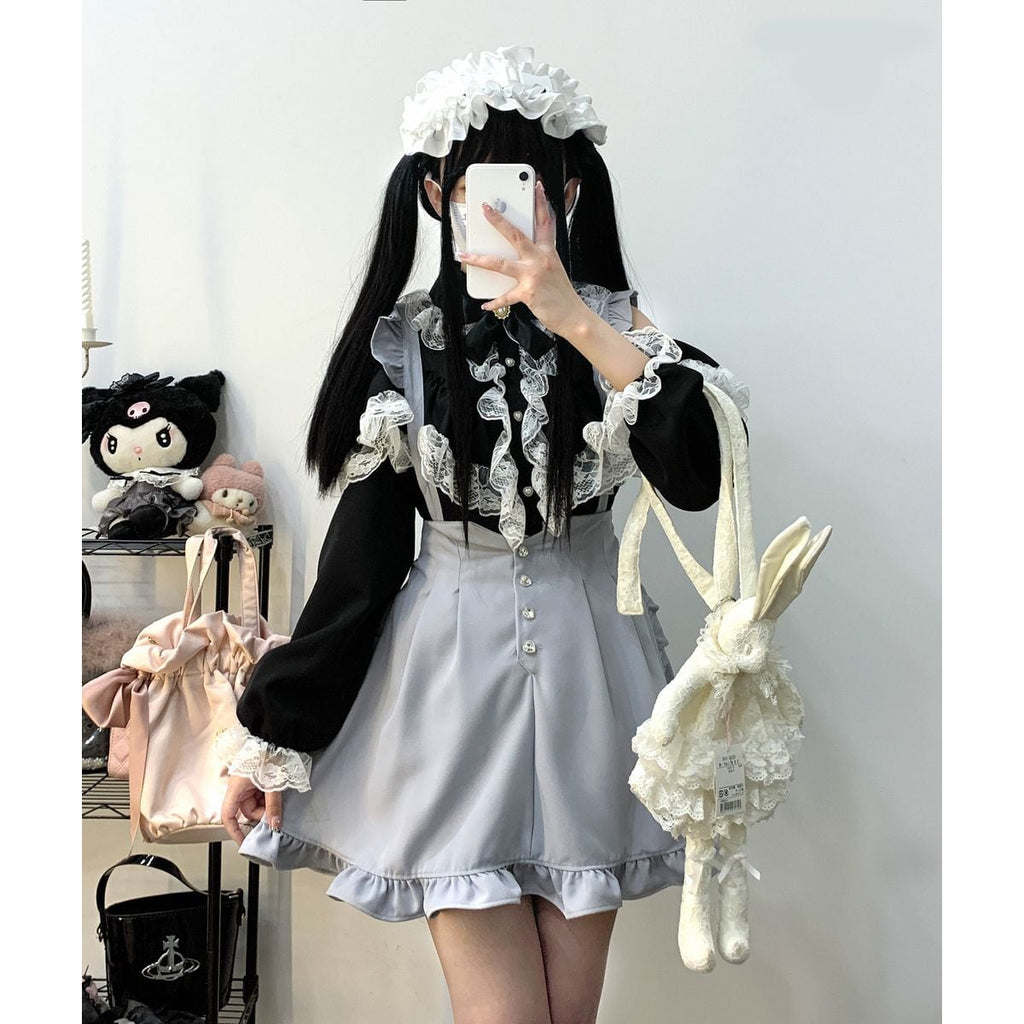 Jirai-kei Long Sleeve Open Shoulder Blouse