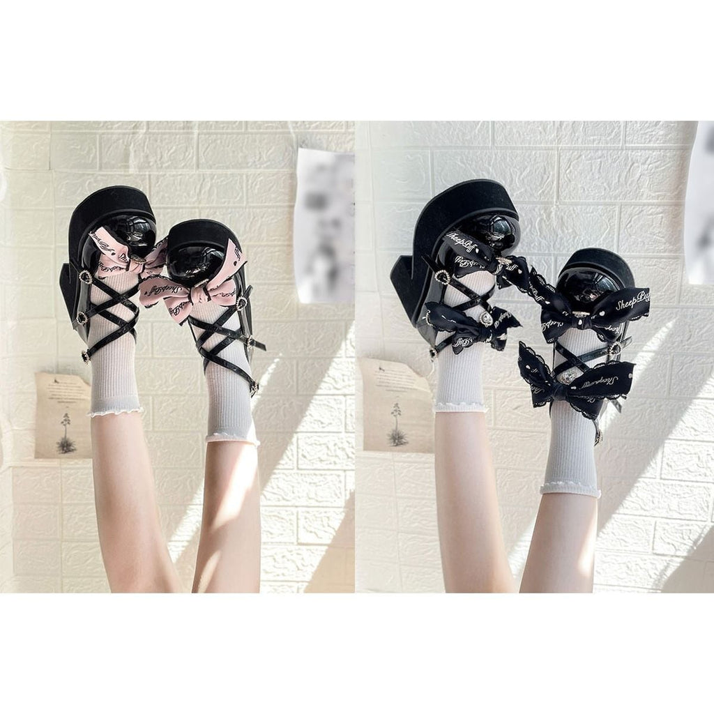 Jirai Kei Ribbon Platform Shoes