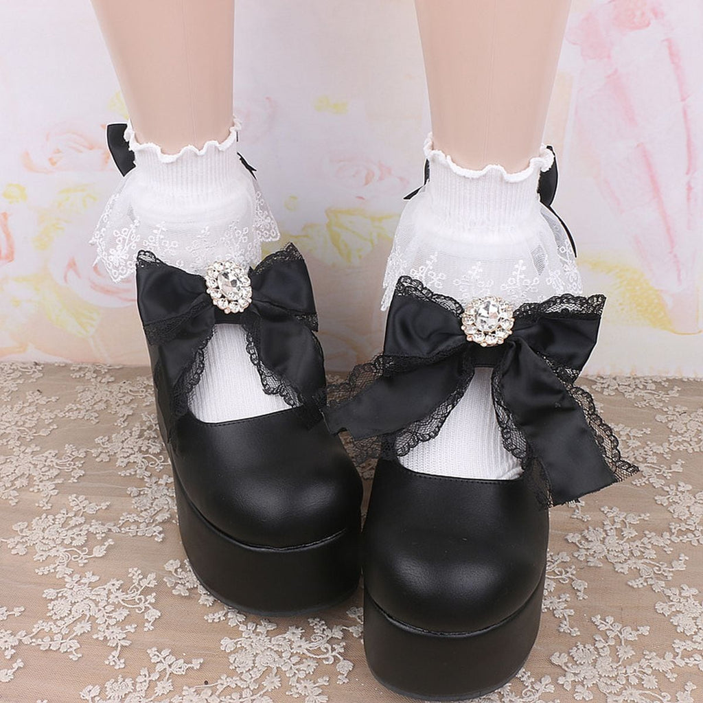 Heart Charm Ankle Socks with Back Bow