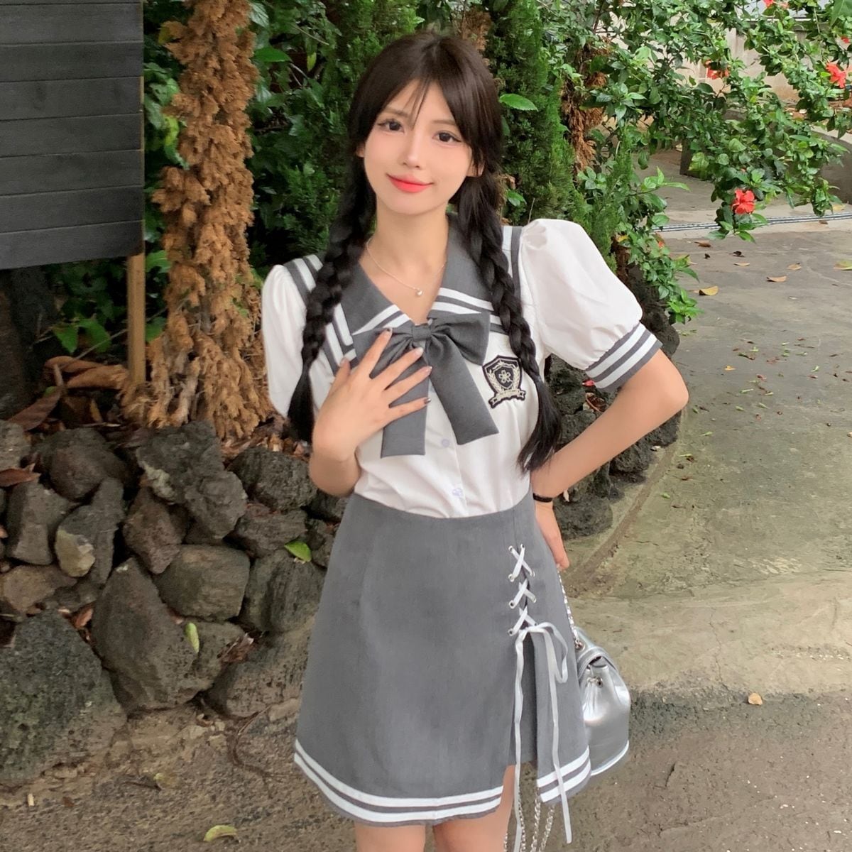 Sailor Collar Short Sleeve Set up