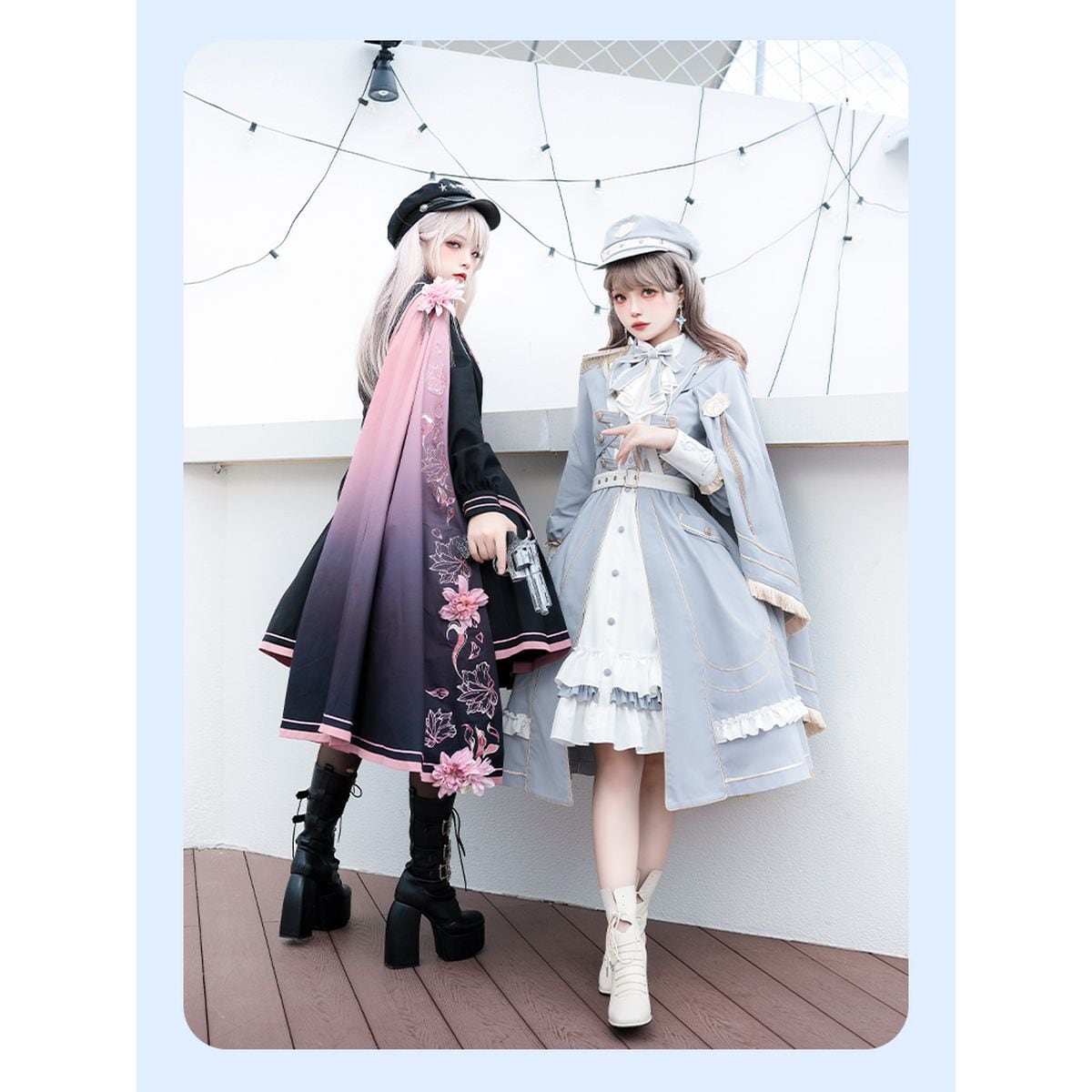 Sky Blue Military Lolita Dress Set