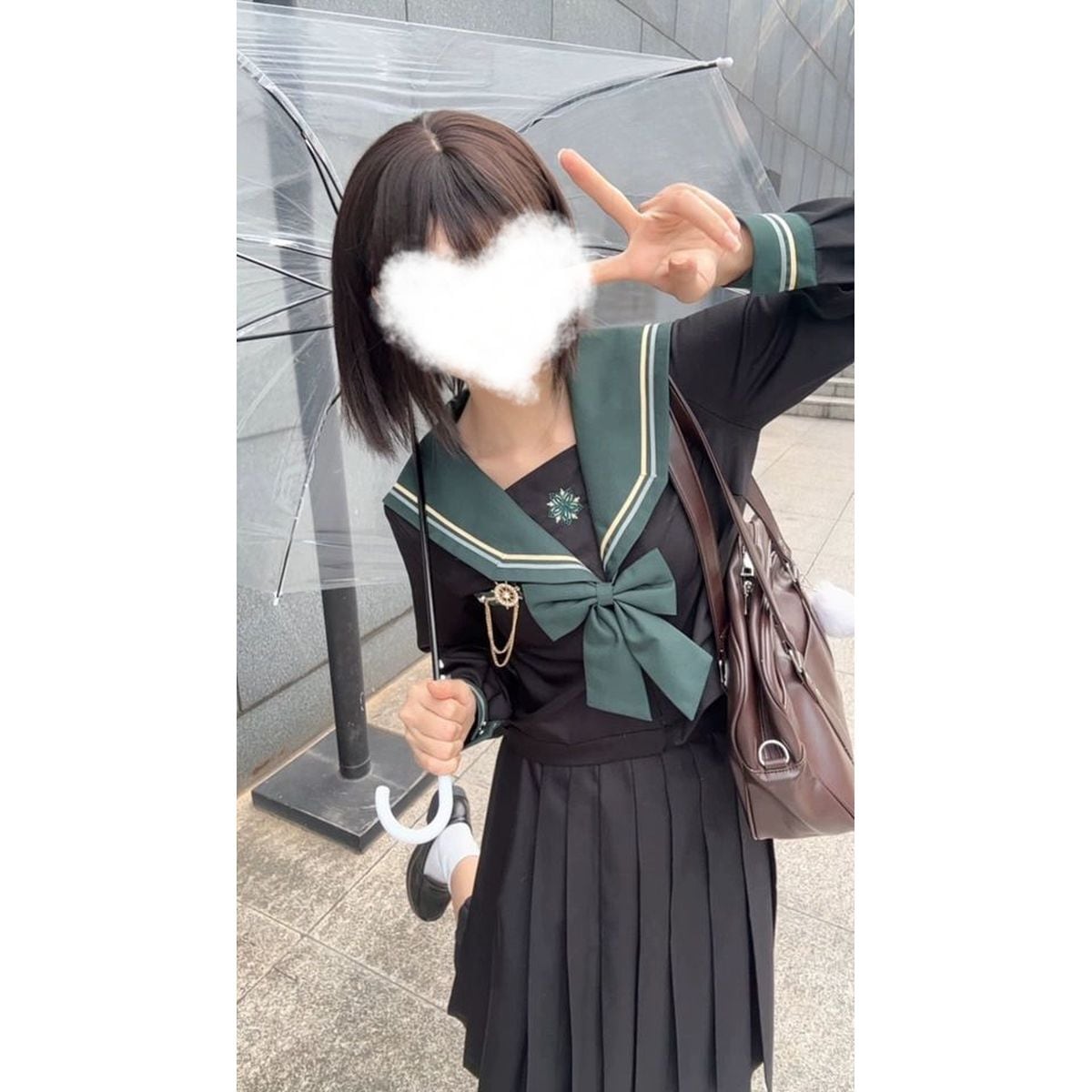 Green x Black School Uniform Ensemble