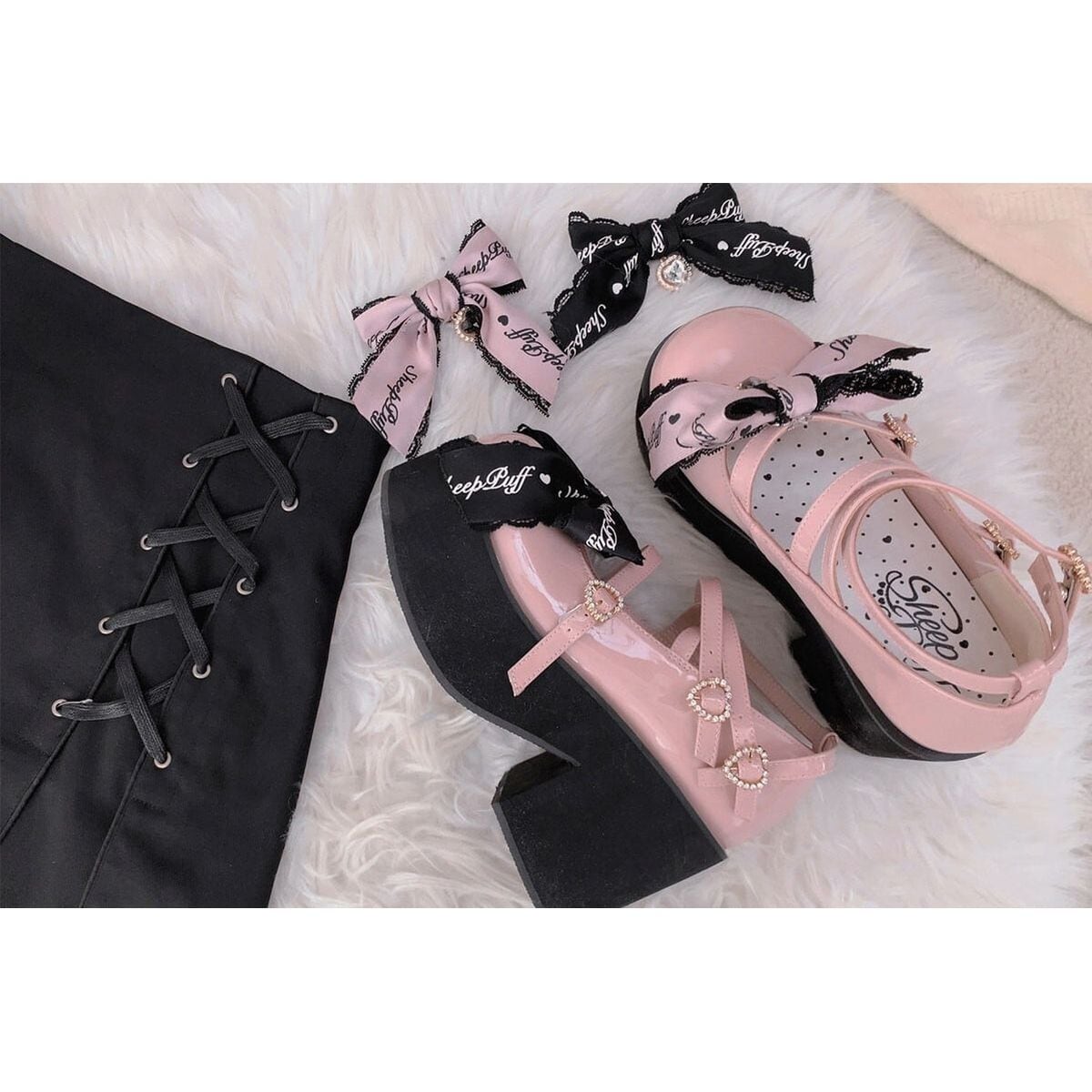 Jirai Kei Ribbon Platform Shoes