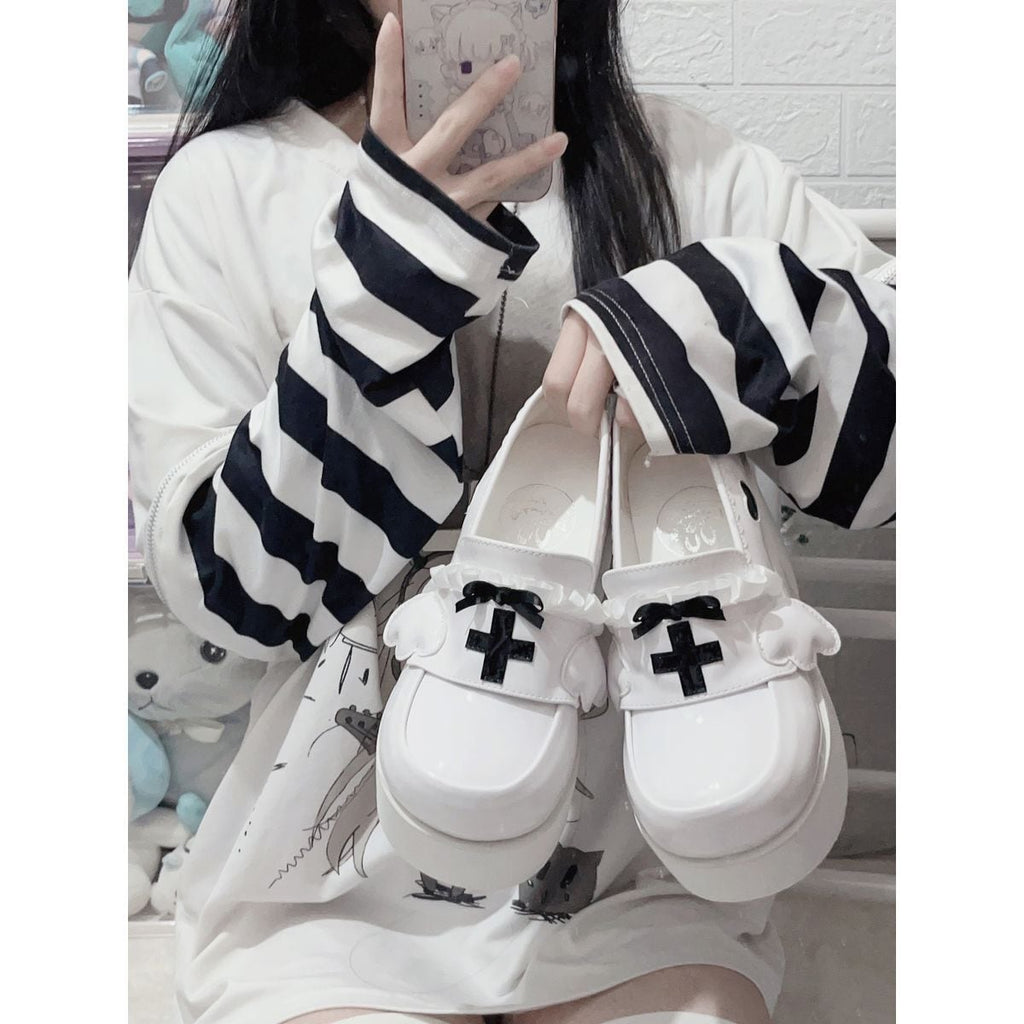 Heavenly Bow-Cross High-Sole Shoes