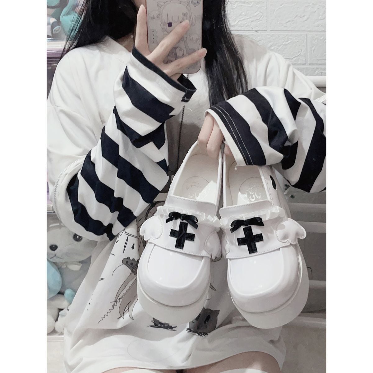 Heavenly Bow-Cross High-Sole Shoes