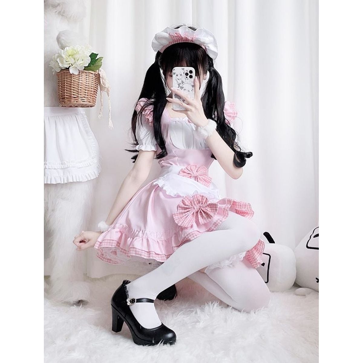 Cat Maid Set with Choker and Pannier